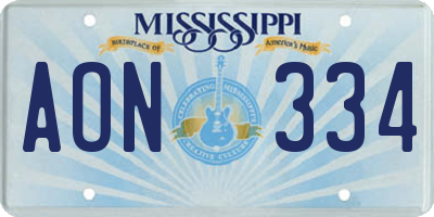MS license plate AON334