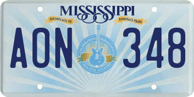 MS license plate AON348
