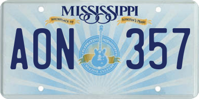 MS license plate AON357