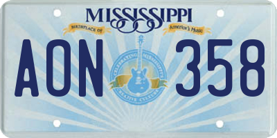 MS license plate AON358