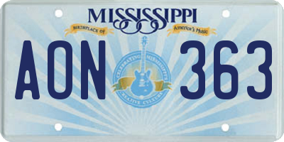 MS license plate AON363