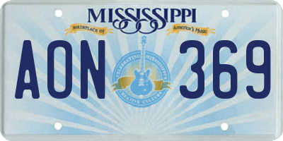 MS license plate AON369