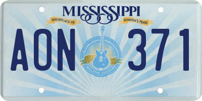 MS license plate AON371