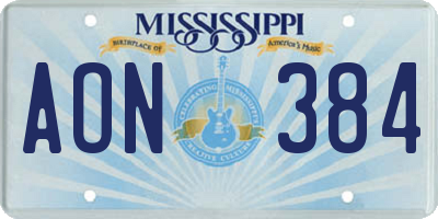 MS license plate AON384