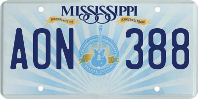 MS license plate AON388