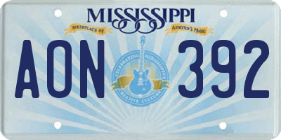 MS license plate AON392