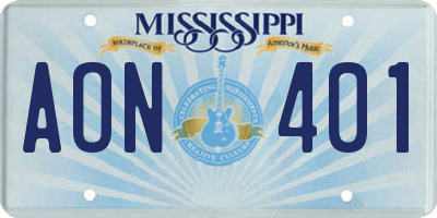 MS license plate AON401