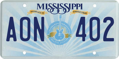 MS license plate AON402
