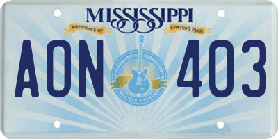 MS license plate AON403