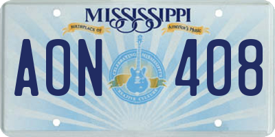 MS license plate AON408