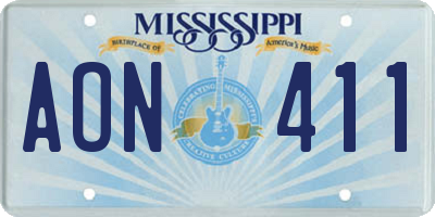MS license plate AON411