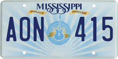 MS license plate AON415