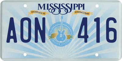 MS license plate AON416