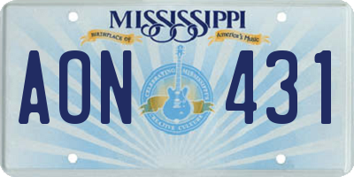 MS license plate AON431