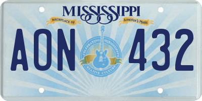 MS license plate AON432