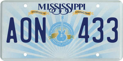 MS license plate AON433