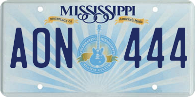 MS license plate AON444