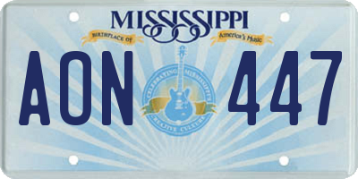 MS license plate AON447