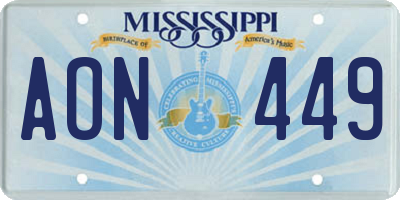 MS license plate AON449