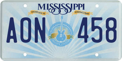 MS license plate AON458