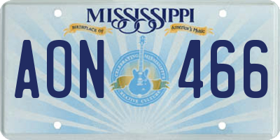 MS license plate AON466