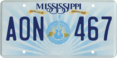 MS license plate AON467