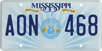 MS license plate AON468