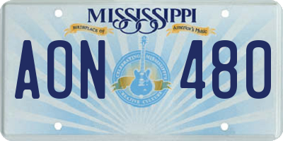 MS license plate AON480