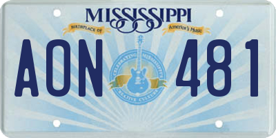 MS license plate AON481