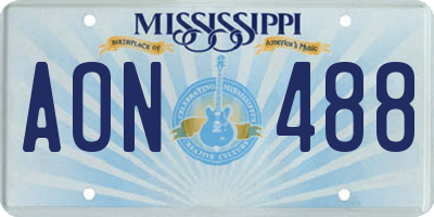 MS license plate AON488