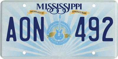 MS license plate AON492