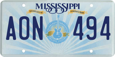 MS license plate AON494