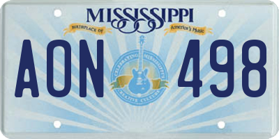MS license plate AON498