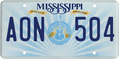 MS license plate AON504