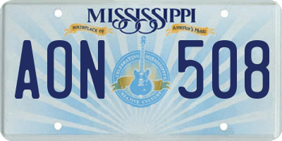 MS license plate AON508