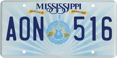 MS license plate AON516