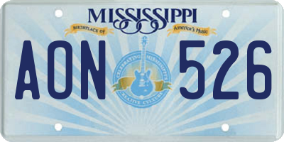 MS license plate AON526