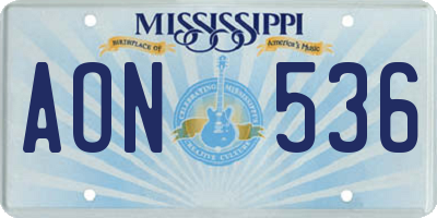 MS license plate AON536