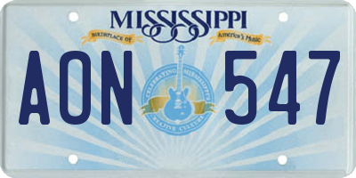 MS license plate AON547