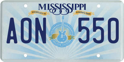 MS license plate AON550