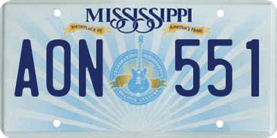 MS license plate AON551
