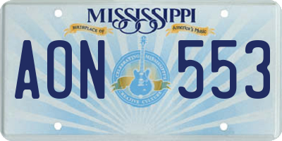 MS license plate AON553