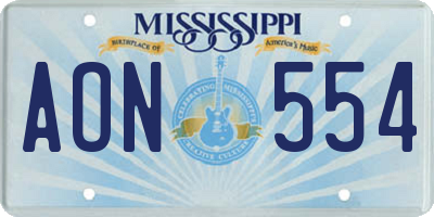 MS license plate AON554