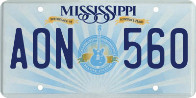 MS license plate AON560