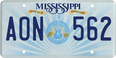 MS license plate AON562