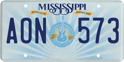 MS license plate AON573