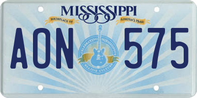 MS license plate AON575