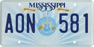 MS license plate AON581
