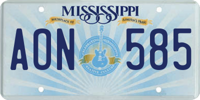 MS license plate AON585