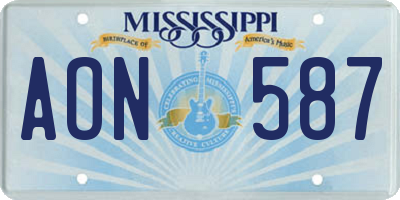 MS license plate AON587